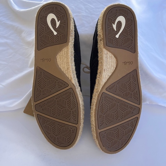 Olukai Kaula Pa’a Li Espadrille NWT Black Canvas Lace-Up Flats Sneakers Size 9.5 - Picture 10 of 10
